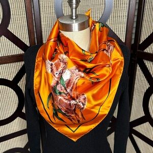 Beautiful bright orange Australian scarfs depicting sweet koala bears RARE FIND